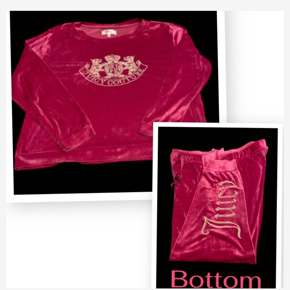 Juicy Couture Pink Velour Sweatshirt & Jogger Set with Gold Embroidery